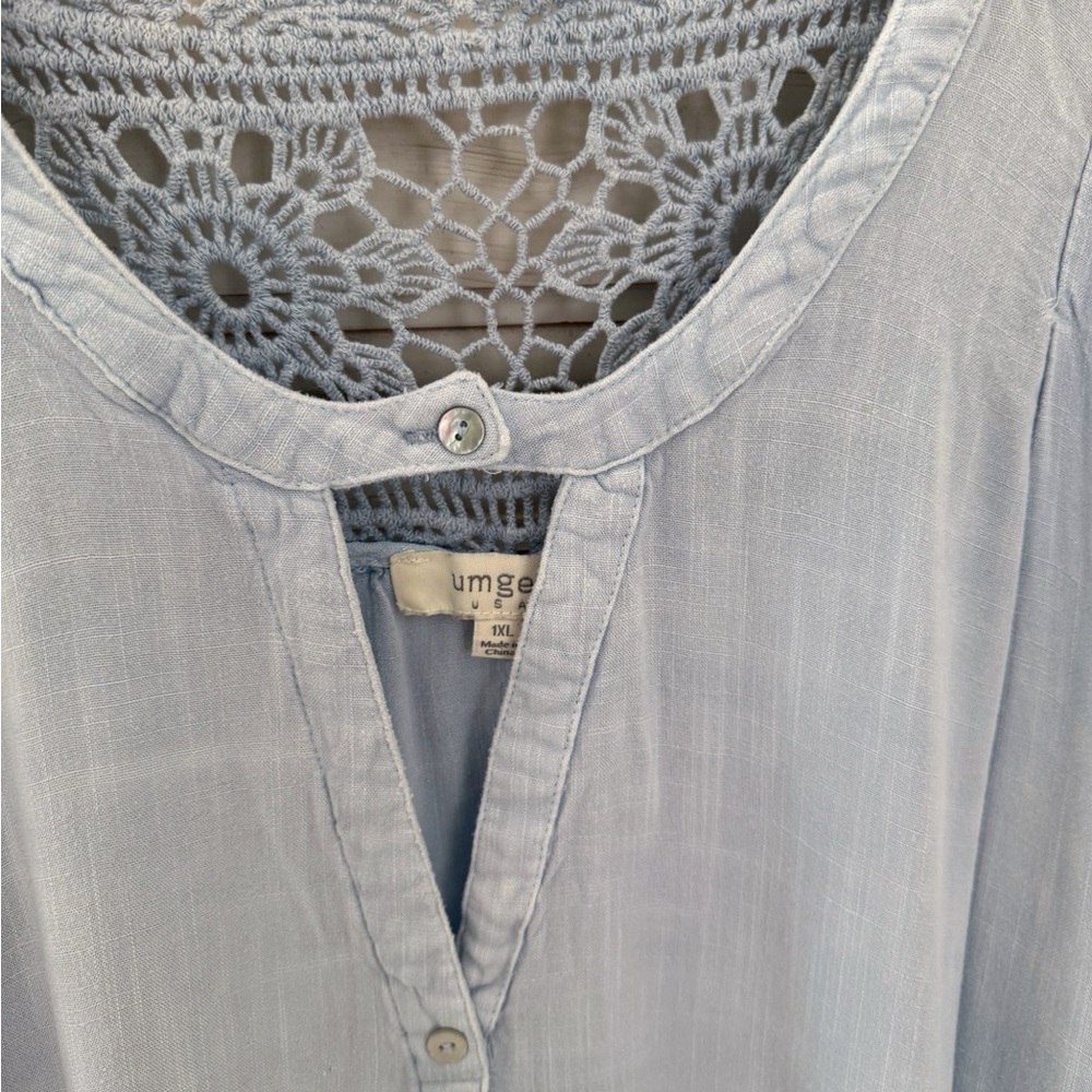 Umgee Blue Mineral Wash Cotton Dress - Picture 3 of 4